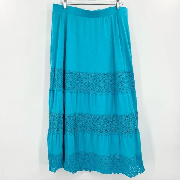 Lane Bryant Blue Knit Lace Maxi Skirt 14/16 - Picture 1 of 9